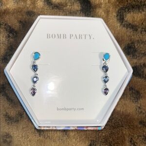 Bomb Party Silver Earrings with Blue and Purple Stones